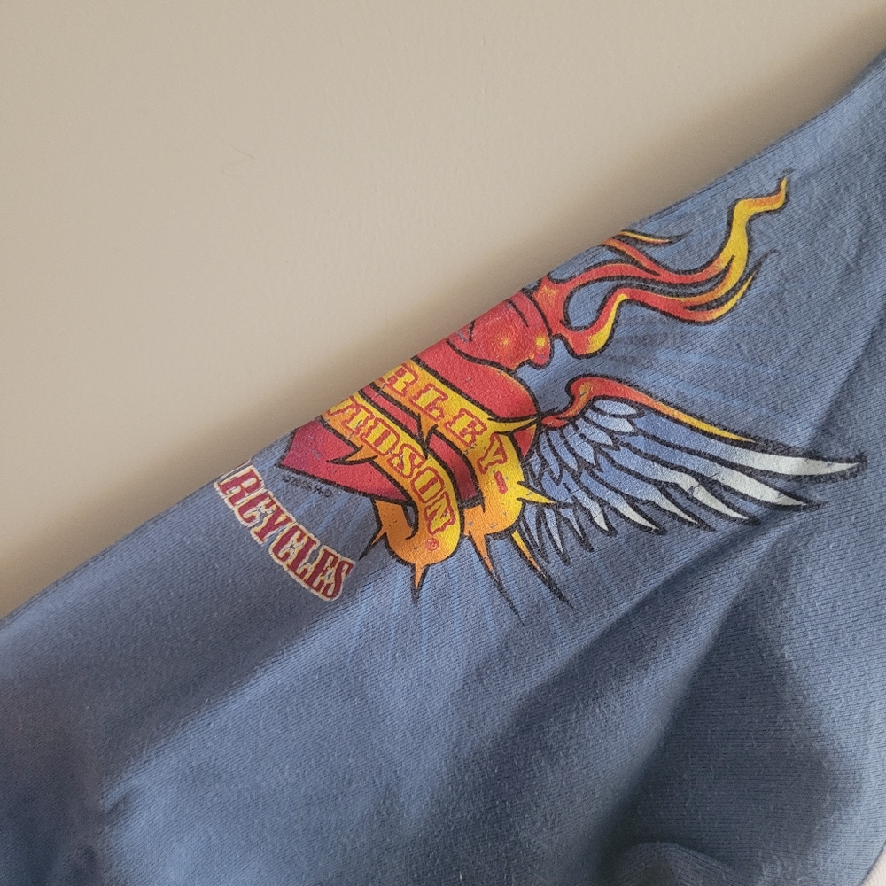 Harley-Davidson Blue Long Sleeve Rhinestone Graphic Tee - Picture 9 of 9